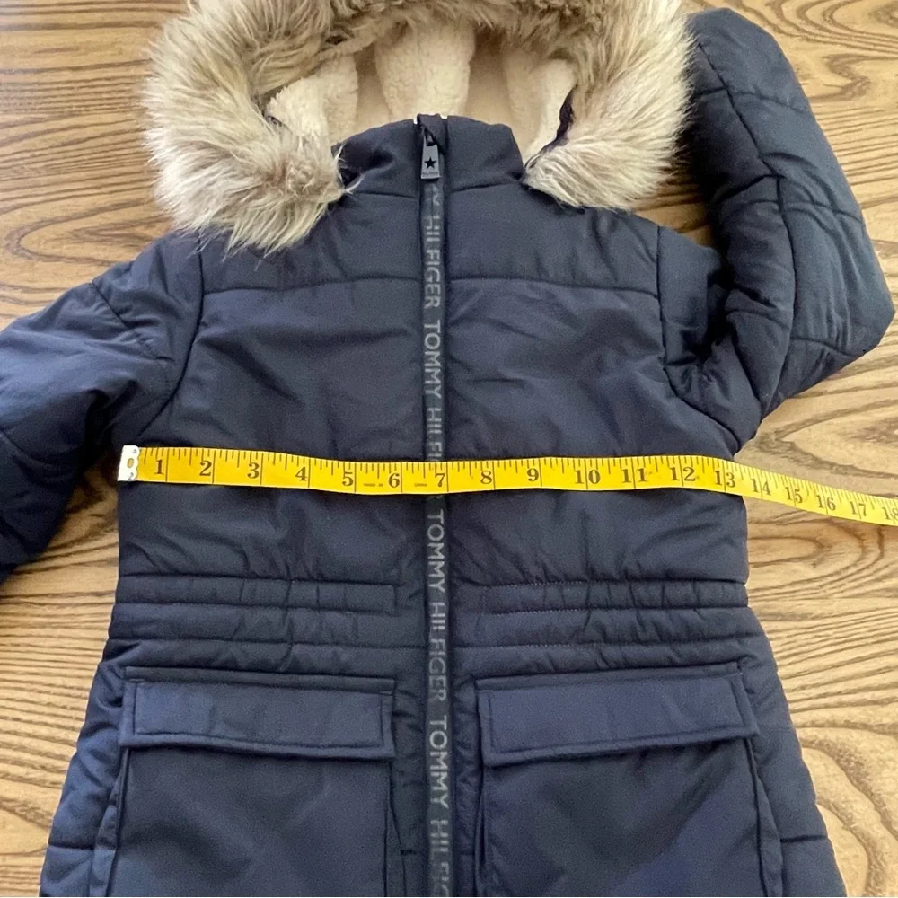 Little‎ Girl Tommy Hilfiger Anorak Puffer Jacket With Faux Fur Hood Blue